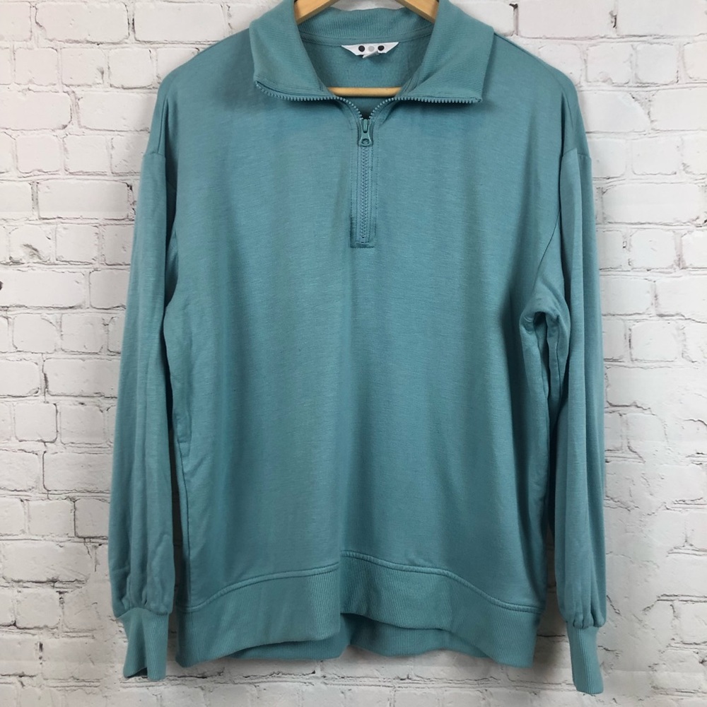 Three Dots • • • 1/4 Zip Pullover Sweatshirt Super Buttery Soft Mint Teal Medium